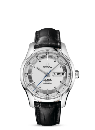 Omega De Ville Hour Vision Co-Axial Annual Calendar Stainless Steel / Silver / Alligator